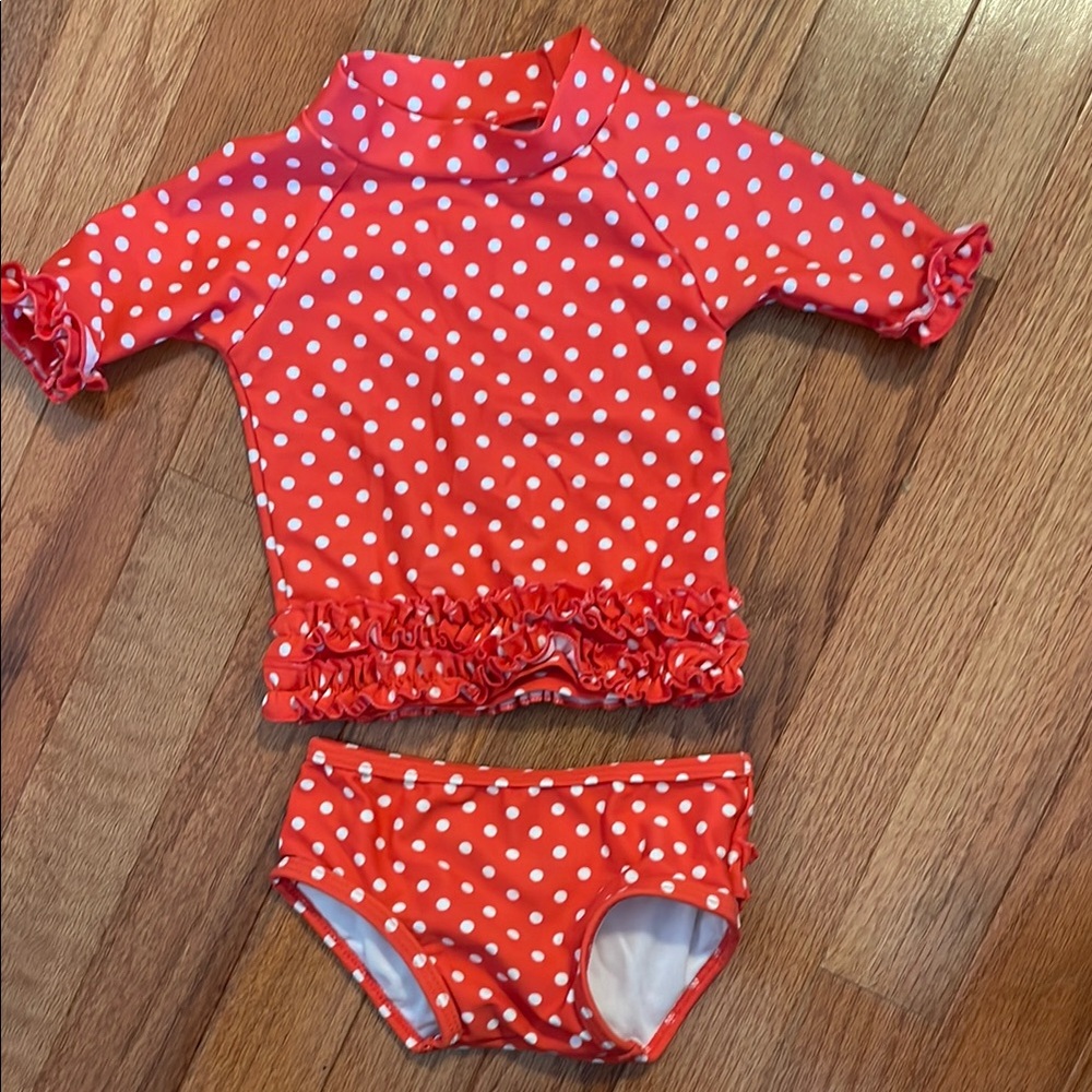 Red Polka Dot Baby Girl Ruffle Butts Swimsuit 3-6 month